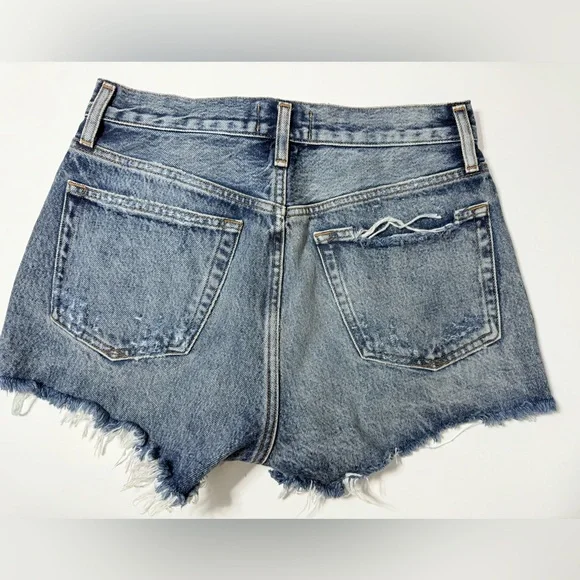 AGOLDE Parker Vintage Cut Off Denim Shorts Distressed Raw Hem Dark Wash Size 25 - Picture 2 of 6